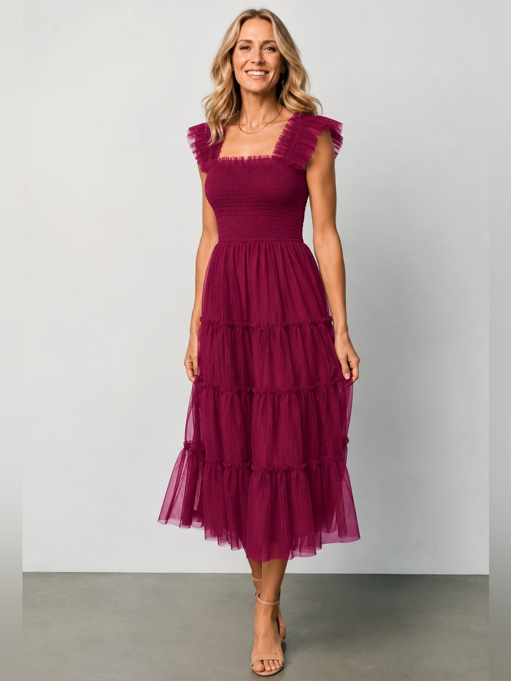 Baltic Born | Emma Smocked Tulle Midi Dress